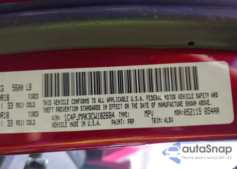 2012 Jeep Liberty Sport z USA, uszkodzony, nr VIN 1C4PJMAK3CW182684